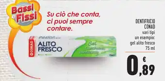 Conad Conad Dentifricio Gel Alito Fresco 75ml offerta