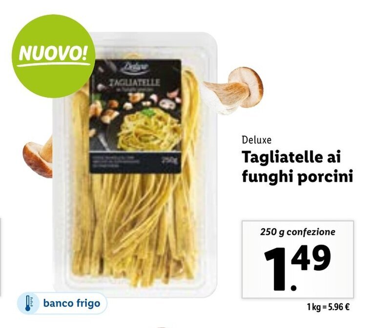 Deluxe Tagliatelle ai funghi porcini 250g offerta di Lidl