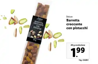 Lidl Deluxe Barretta croccante con pistacchi 80g offerta