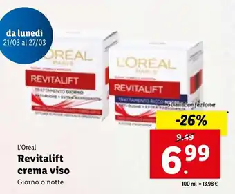 Lidl L'Oréal Revitalift Crema viso 50ml offerta