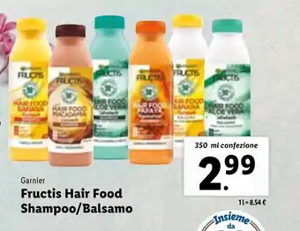 Lidl Garnier Fructis Hair Food Shampoo/Balsamo 350 ml offerta