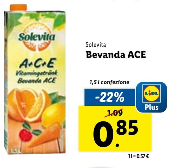 Solevita Bevanda ACE 1,5l offerta di Lidl