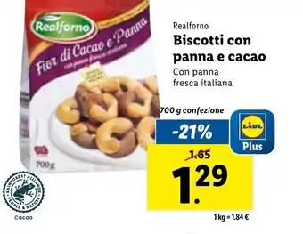 Lidl Realforno Biscotti con panna e cacao 700g offerta