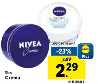 Lidl Nivea Crema 200/250 ml offerta