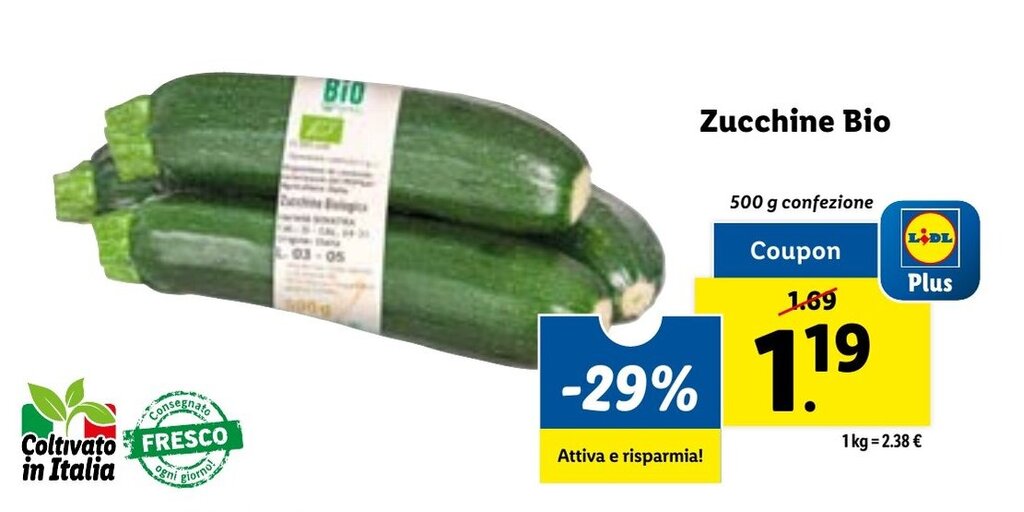 Offerta Zucchine Bio 500g nel volantino di Lidl