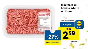 Lidl Macinato di Bovino Adulto Scottona 400g offerta