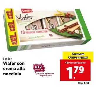 Lidl Sondey Wafer con crema alla nocciola 480g offerta