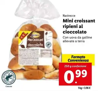 Lidl Nastrecce Mini croissant ripieni al cioccolato 250g offerta