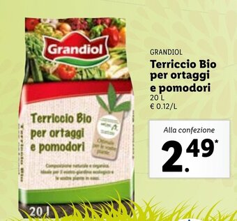 Lidl Grandiol Terriccio Bio per ortaggi e pomodori 20L offerta