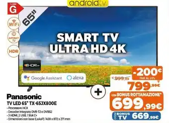Expert Panasonic TV Led 65" TX-65JX800E offerta