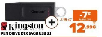 Expert Kingston Pen Drive DTX 64GB USB 3.1 offerta
