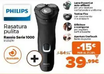 Expert Philips Rasatura pulita Rasoio Serie 1000 offerta