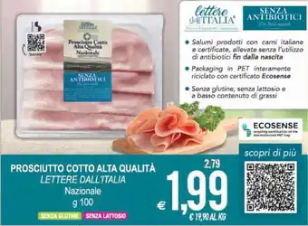 MD Discount Lettere dall'Italia Prosciutto Cotto Alta Qualità 100g offerta