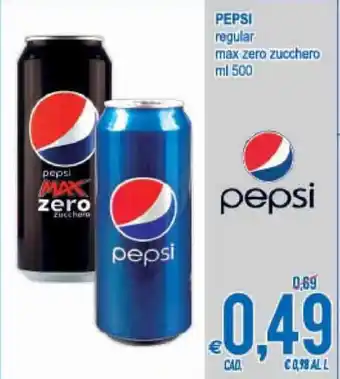 MD Discount Pepsi Regular max zero zucchero 500 ml offerta