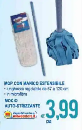 MD Discount Mop con Manico Estensibile 67 a 120 cm, Moccio Auto-Strizzante offerta