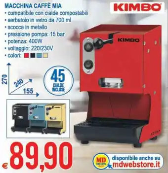 MD Discount Kimbo Macchina Caffè Mia offerta