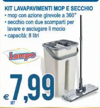 MD Discount Lampo Kit Lavapavimenti Mop e Secchio offerta