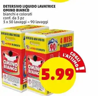 PENNY Omino Bianco Detersivo Liquido Lavatrice 3 x 30 lavaggi offerta