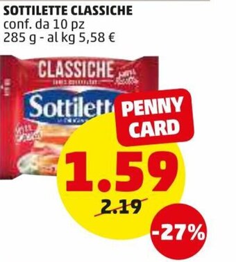 PENNY Sottilette Classiche 10 pz 285g offerta