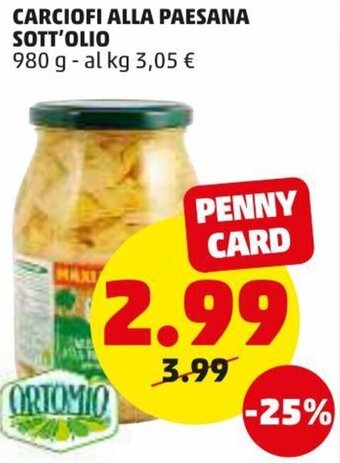 PENNY Carciofi Alla Paesana Sott'Olio 980g offerta