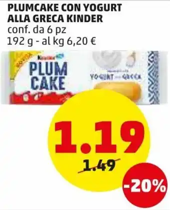 PENNY Kinder Plumcake con yogurt alla greca 192g offerta