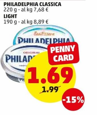 PENNY Philadelphia Classica 220g/ Light 190g offerta