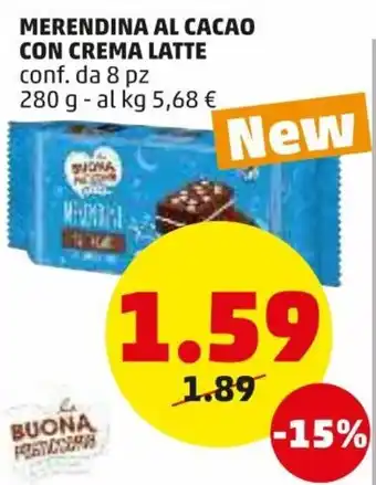 PENNY Merendina Al Cacao con Crema Latte 8 pz 280g offerta