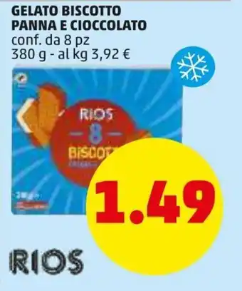 PENNY Gelato Biscotto Panna e Cioccolato 8 pz 380g offerta