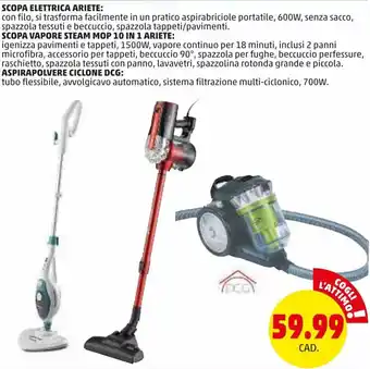 Ariete Scopa Elettrica/Ariete Scopa Vapore Steam Mop 10 in 1/Aspirapolvere Ciclone DCG