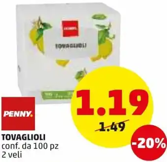 PENNY Penny Tovaglioli 100 pz 2 veli offerta