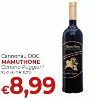Supermercati Nonna Isa Mamuthone Cannonau DOC 75 cl offerta