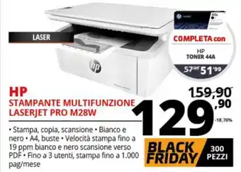 Comet Hp Stampante Multifunzione Laserjet Pro M28W offerta