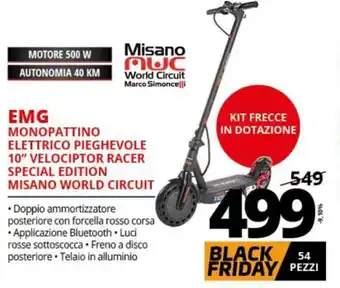 Comet EMG Monopattino Elettrico Pieghevole 10" Velociptor Racer Special Edition Misano World Circuit offerta