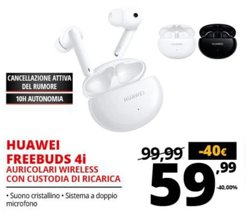 Huawei FreeBuds 4i Auricolari Wireless Con Custodia di Ricarica offerta di  Comet