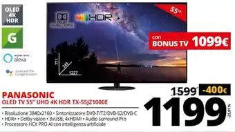 Comet Panasonic OLED TV 55" UHD 4K HDR TX-55JZ1000E offerta