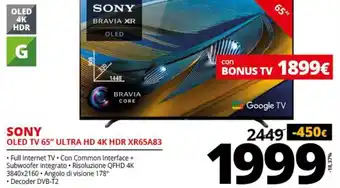 Comet Sony OLED TV 65" Ultra HD 4K HDR XR65A83 offerta