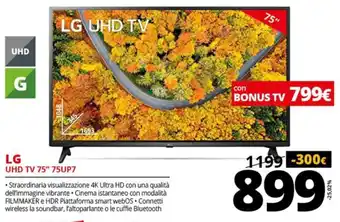 Comet LG UHD TV 75" 75UP7 offerta