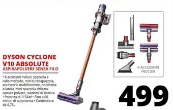 Comet Dyson Cyclone V10 Absolute Aspirapolvere Senza Filo offerta