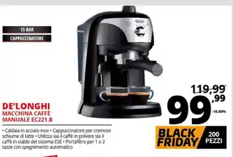 Comet De'Longhi Macchina Caffè Manuale EC221.B offerta