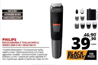 Comet Philips Regolabarba e Tagliacapelli Series 5000 9 in 1 MG5720/15 offerta