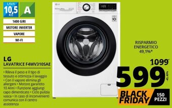 Comet LG Lavatrice F4WV310SAE offerta