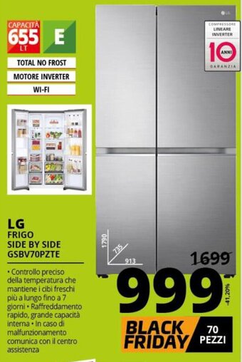 Comet LG Frigo Side by Side GSBV70PZTE offerta