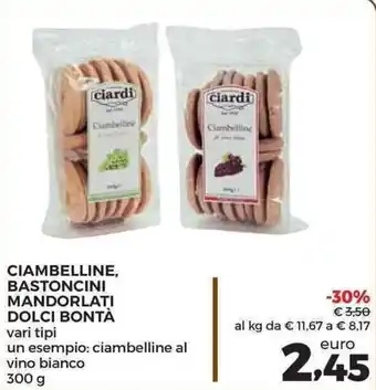 Conad Superstore Dolci Bontà Ciambelline, Bastoncini Mandorlati 300g offerta