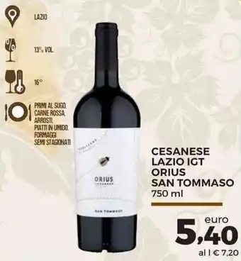 Orius San Tommaso Cesanese Lazio IGT 750 ml