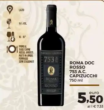 Conad Superstore Capizucchi Roma DOC Rosso 753 A.C. 750 ml offerta