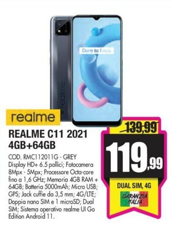 Wellcome Realme C11 2021 4GB+64GB offerta