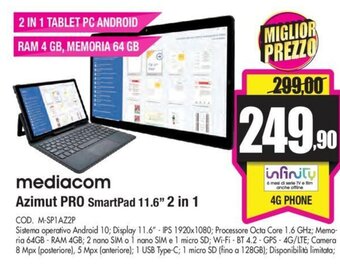 Wellcome Mediacom Azimut Pro SmartPad 11.6" 2 in 1 offerta