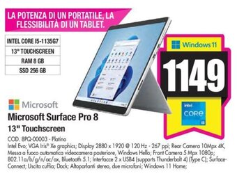 Wellcome Microsoft Surface Pro 8 13" Touchscreen offerta
