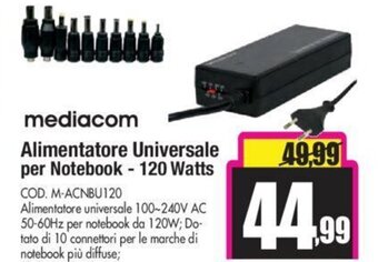 Wellcome Mediacom Alimentatore Universale per Notebook - 120 Watts offerta