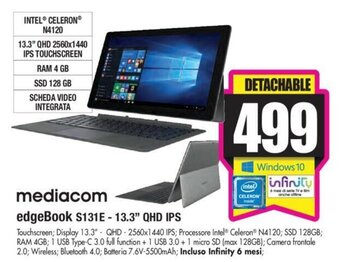 Wellcome Mediacom edgeBook S131E - 13.3" QHD IPS offerta
